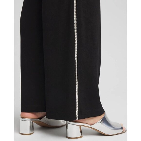 Chiсos Women Travelers Diamond Wide Leg Pant BLACK Petite L A000539 - Picture 4 of 4